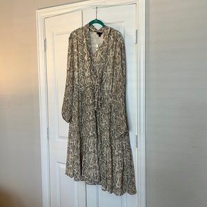 Anthropologie Olivia Snake-Printed Midi Dress, XL